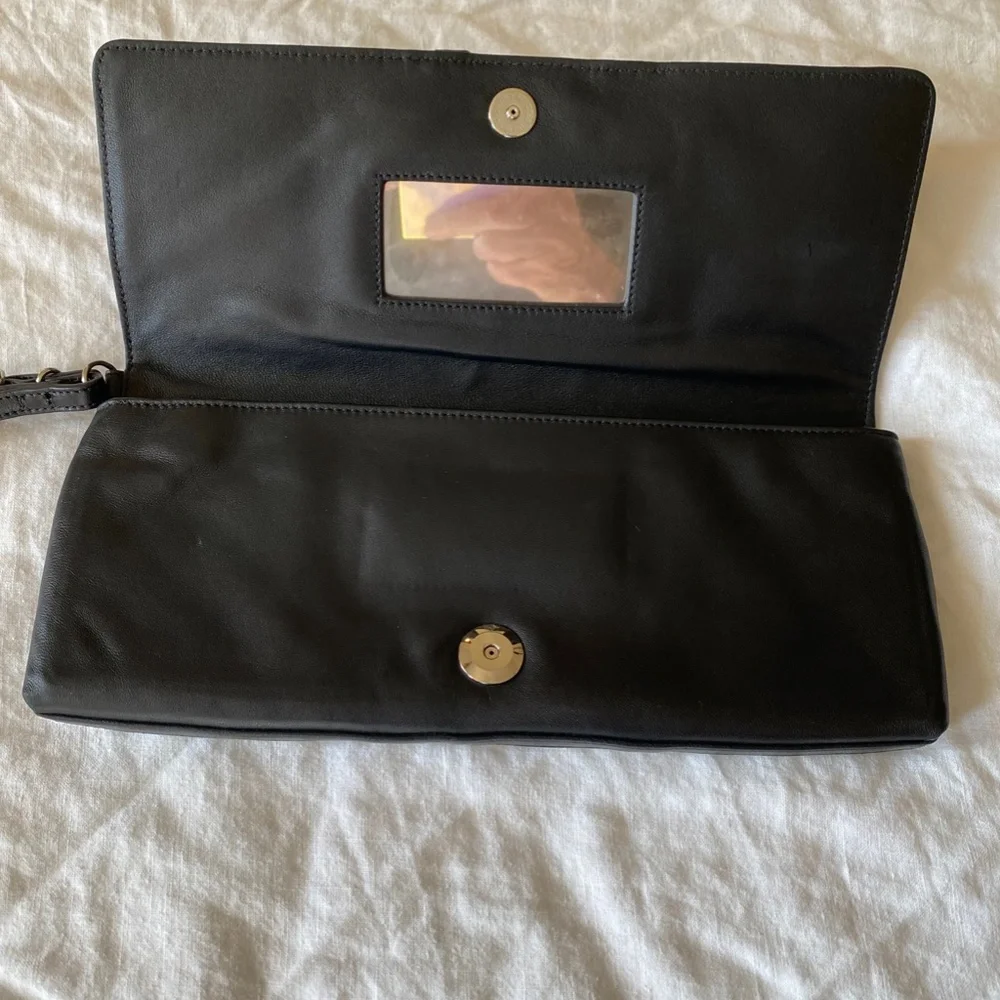 Coach Clutch/Wristlet Black Leather with Silver tone Buckle Detail - Picture 5 of 9
